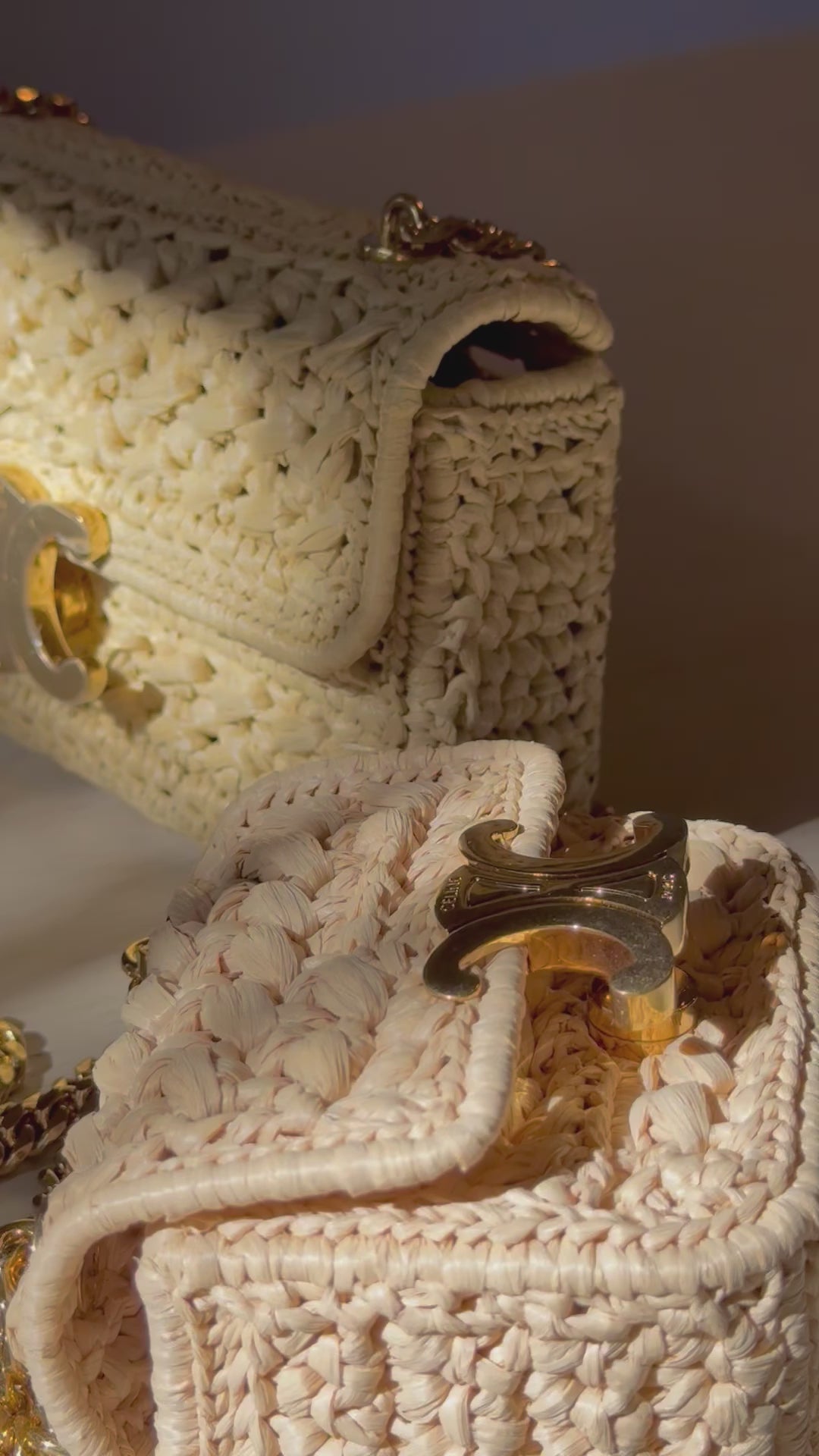Celine 2023 Raffia Chain Shoulder Bag
