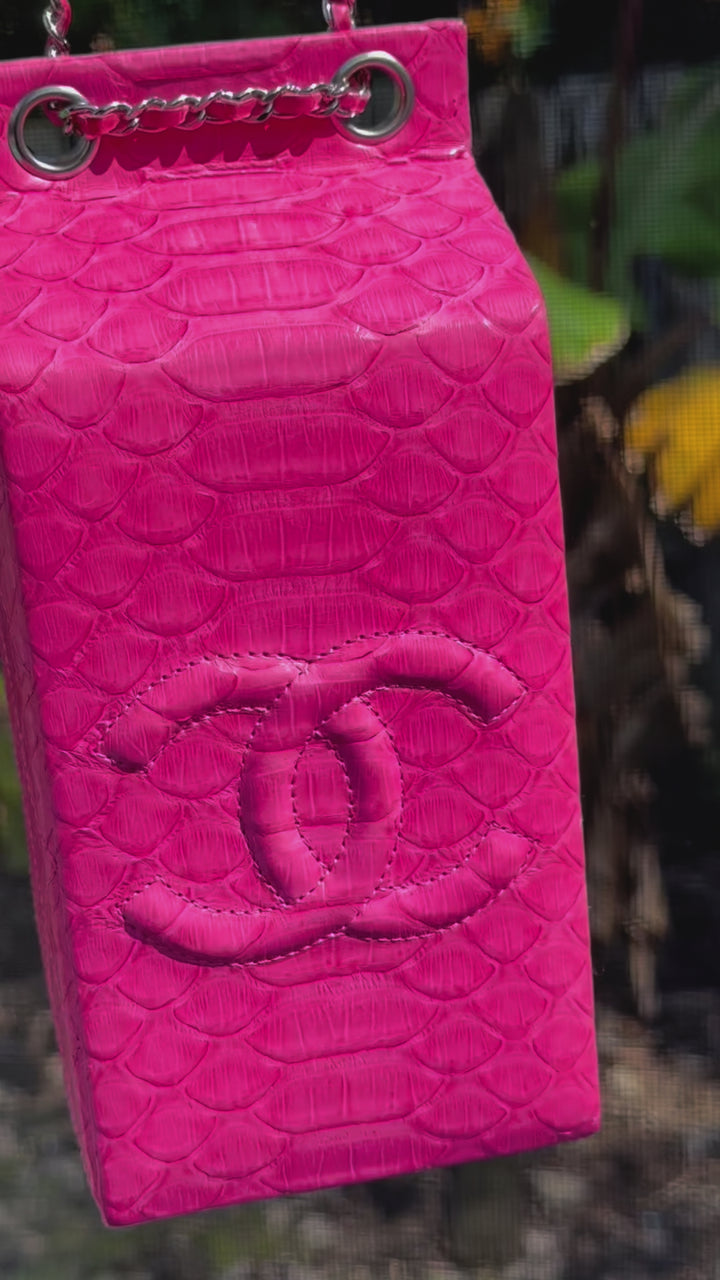 Chanel Pink Python Milk Carton Bag