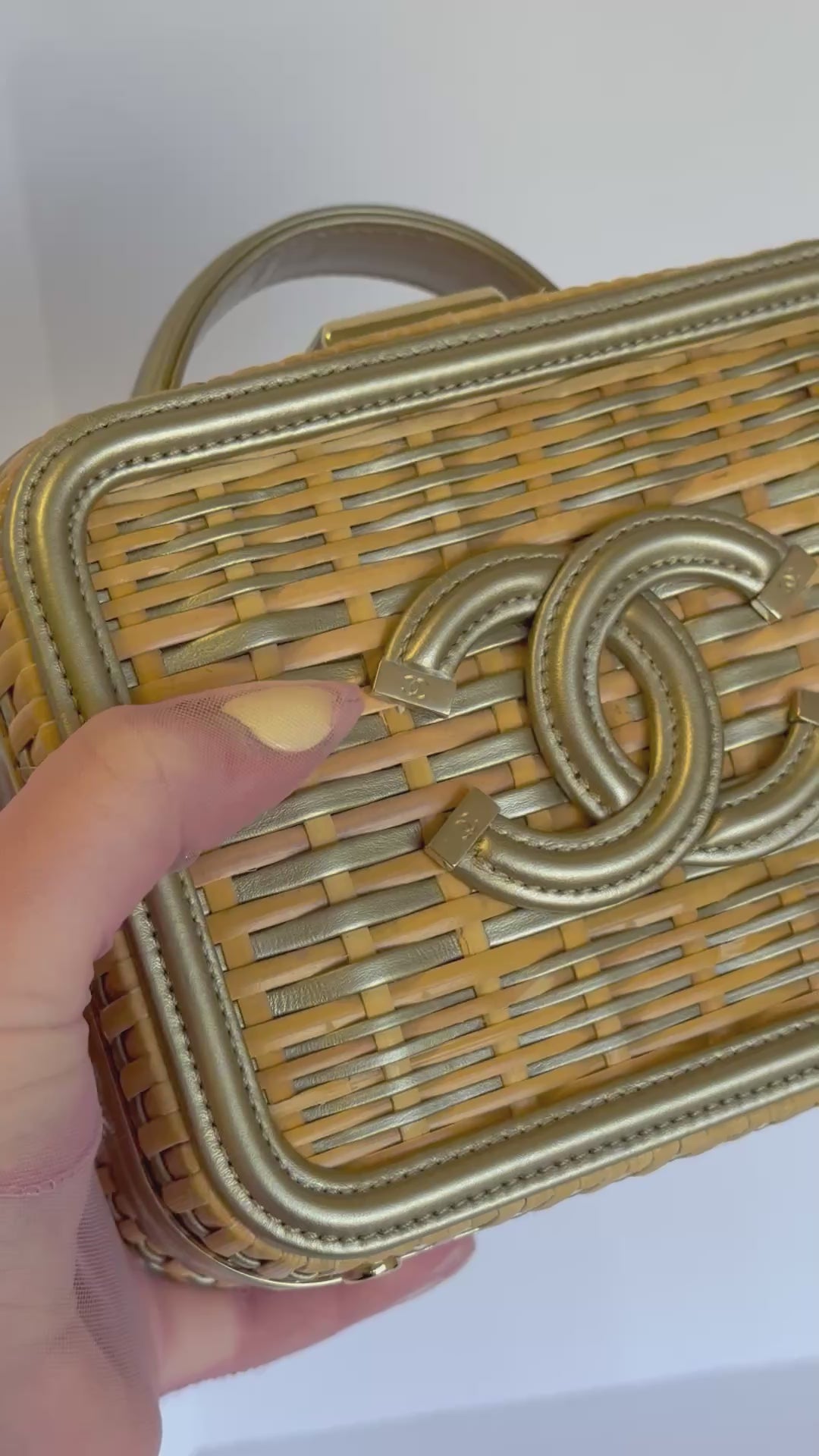 Chanel 2019 Small Gold Wicker Vanity