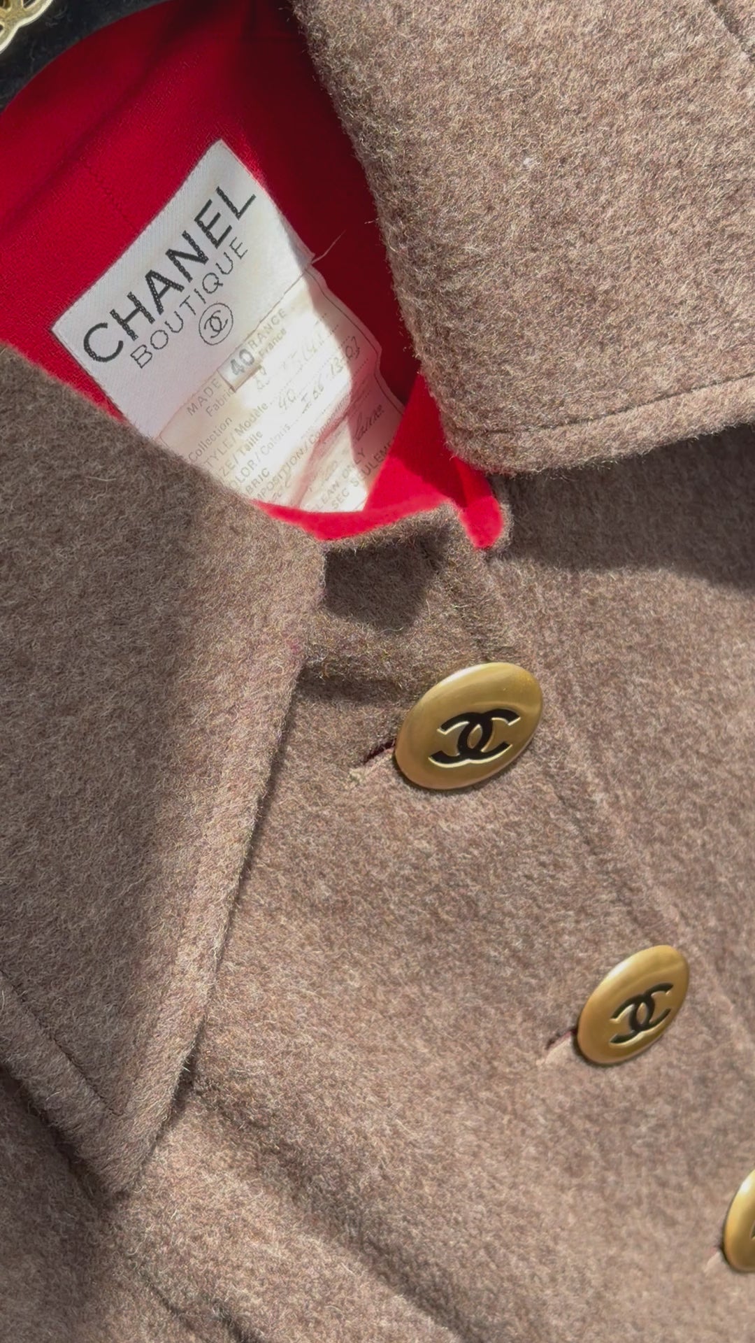 Chanel CC Military Brown Wool Runway Coat 1992