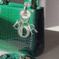 Lady Dior Emerald Crocodile Mini Top Handle