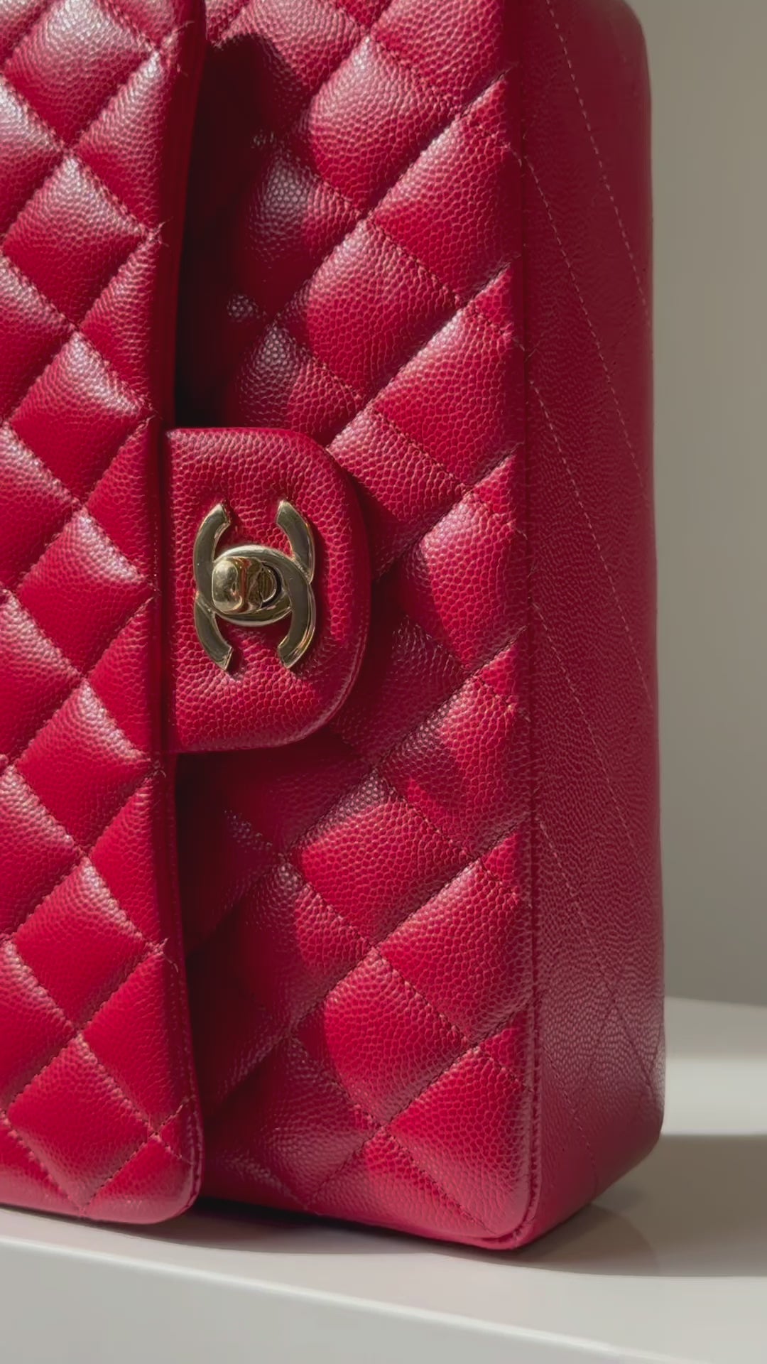 Chanel 19b Small Red Caviar Double Flap Bag