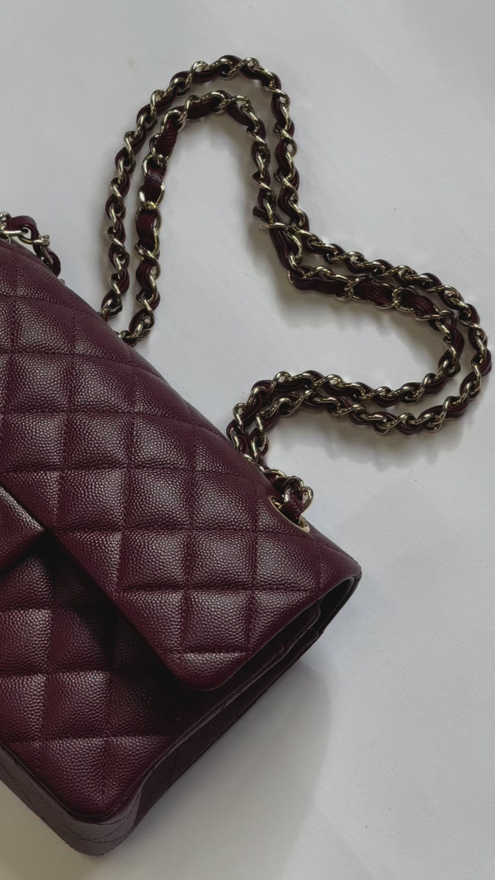 Chanel 21b Small Burgundy Caviar Double Flap