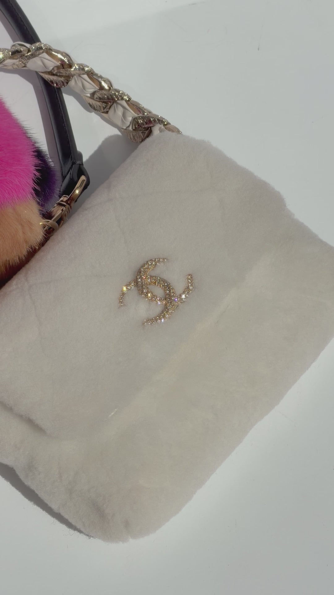 Fendi Baguette Visone Intarsio Arcobaleno Multicolor Mink Fur Gold Hardware 2022