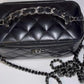 Chanel Shiny Calfskin Quilted Small Crystal Top Handle Vanity W Chain