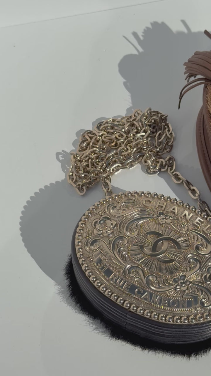 Chanel Paris-Dallas Belt Buckle Minaudière Black Lambskin & Pony Hair Gold & Palladium Hardware 2014