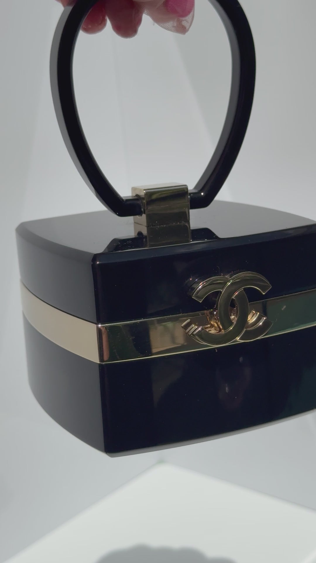 Chanel Lucite Box Mini Handbag Black Gold Hardware 2004