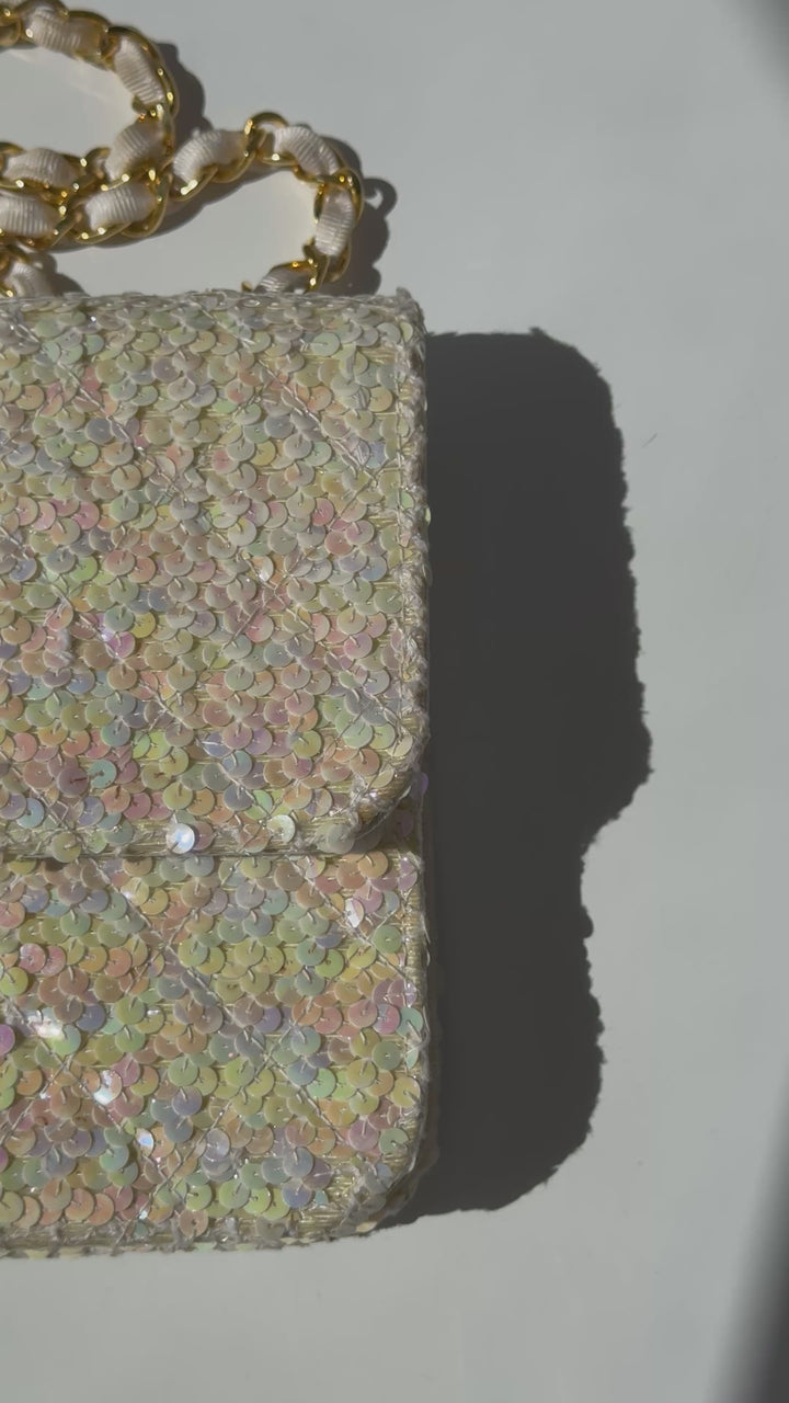 Chanel 1992 Medium Iridescent Sequin Flap Bag