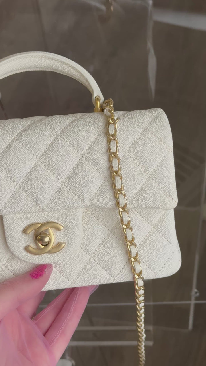 Chanel 21S Mini Light Beige Caviar Top Handle
