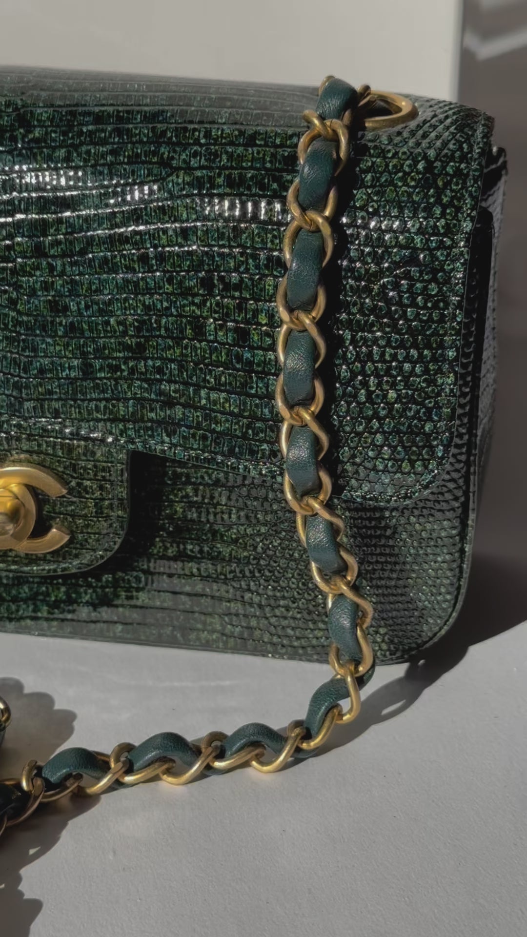Chanel Green Lizard Mini Flap Bag