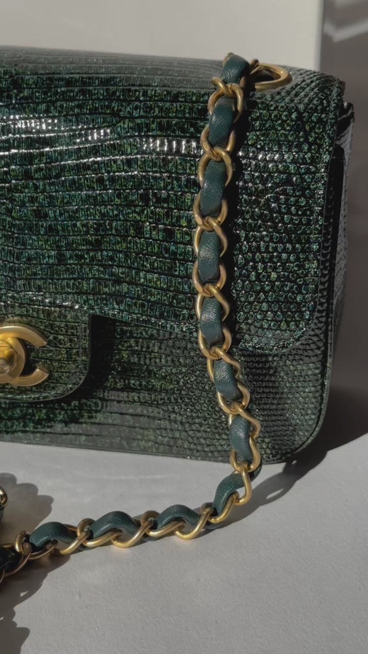 Chanel Green Lizard Mini Flap Bag