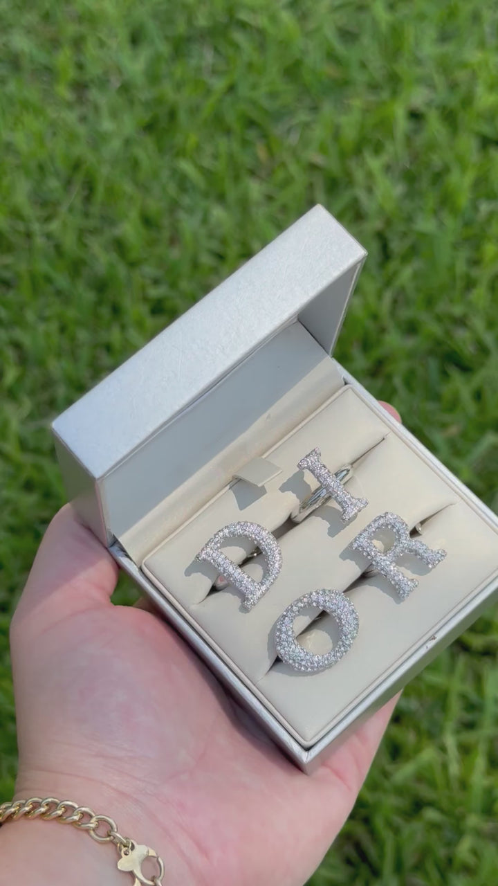Iconic DIOR Adjustable Crystal Rings