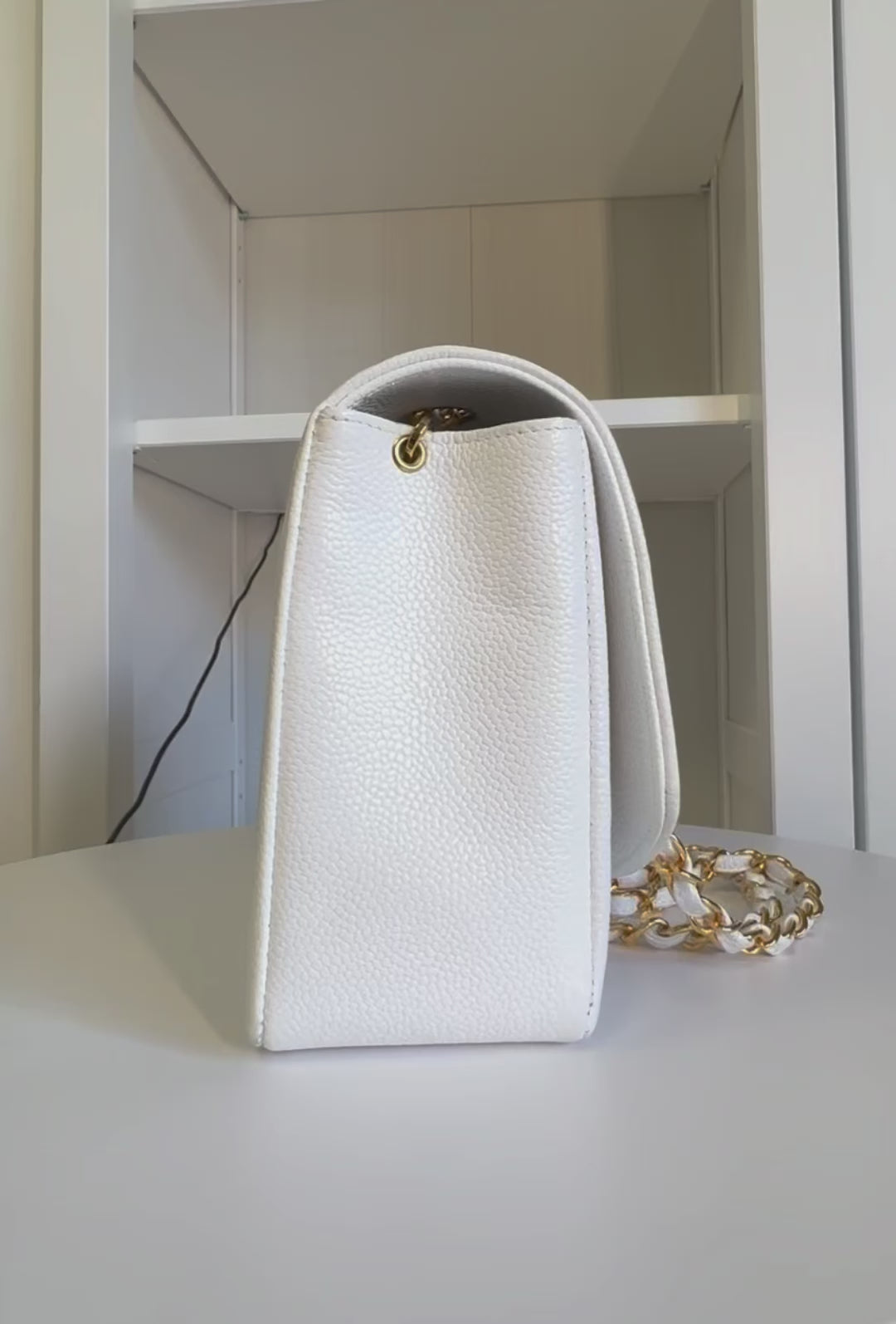 Chanel Snow White 24K Medium Caviar Diana Flap Bag