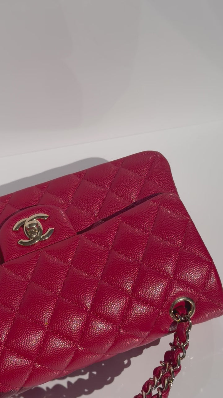 Chanel Small Double Flap Bag Caviar Leather Red Light Gold Hardware 2018