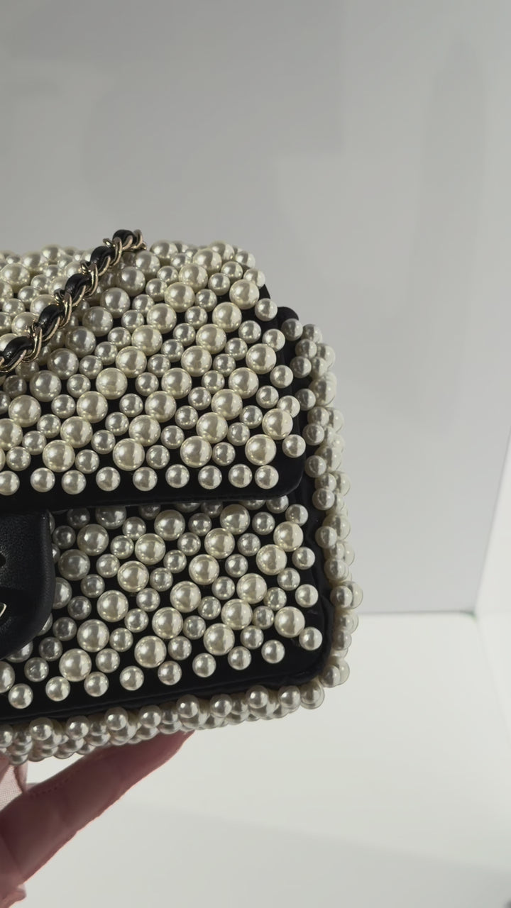 Chanel 19S Pearl Embellished Mini Rectangular Flap Bag