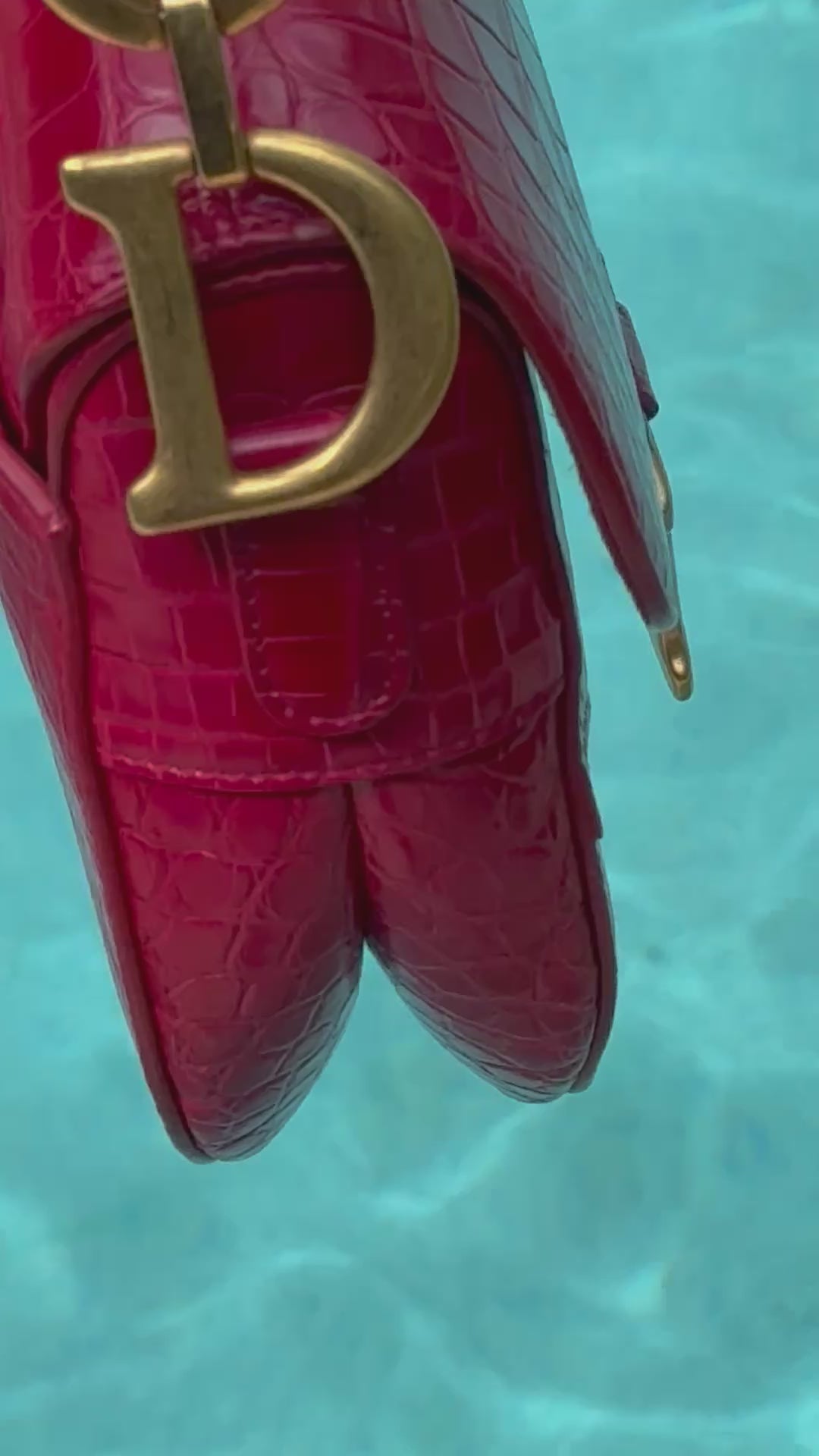 Christian Dior Medium Red Alligator Saddle