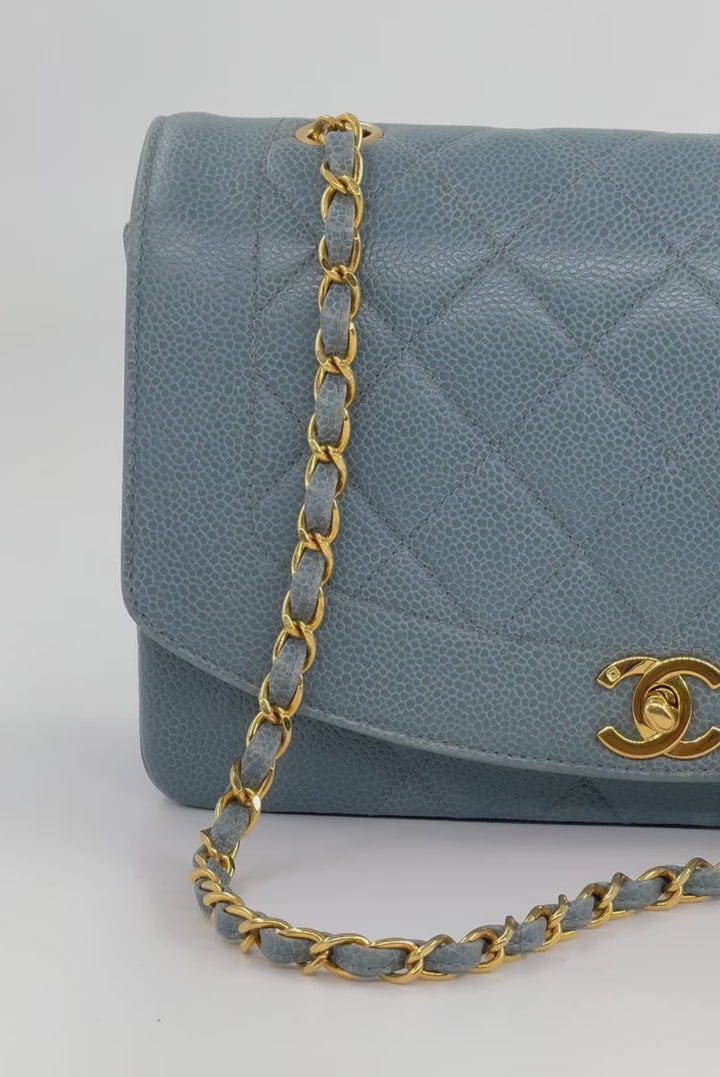 Chanel Baby Blue 24K Medium Caviar Diana Flap Bag