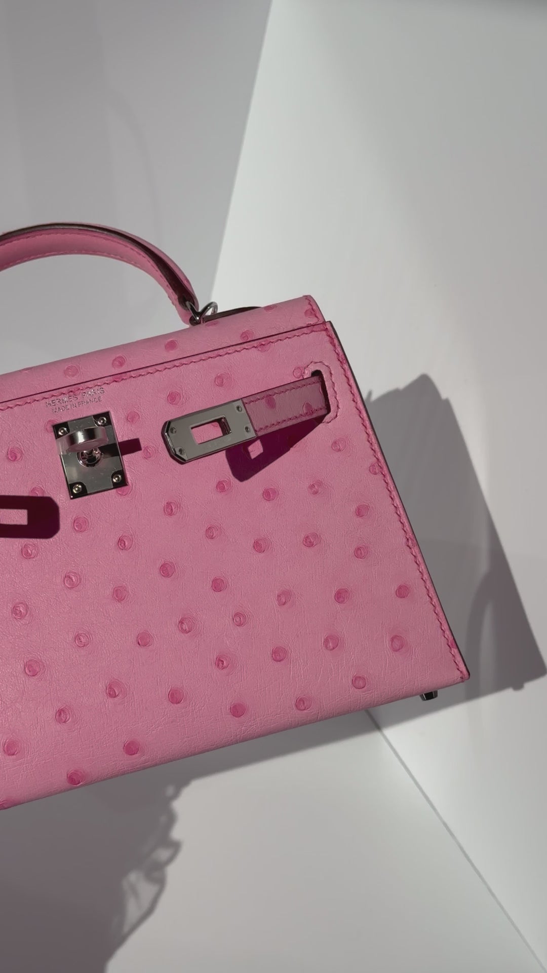 Hermes Mini Sellier Bubblegum Ostrich Kelly 20