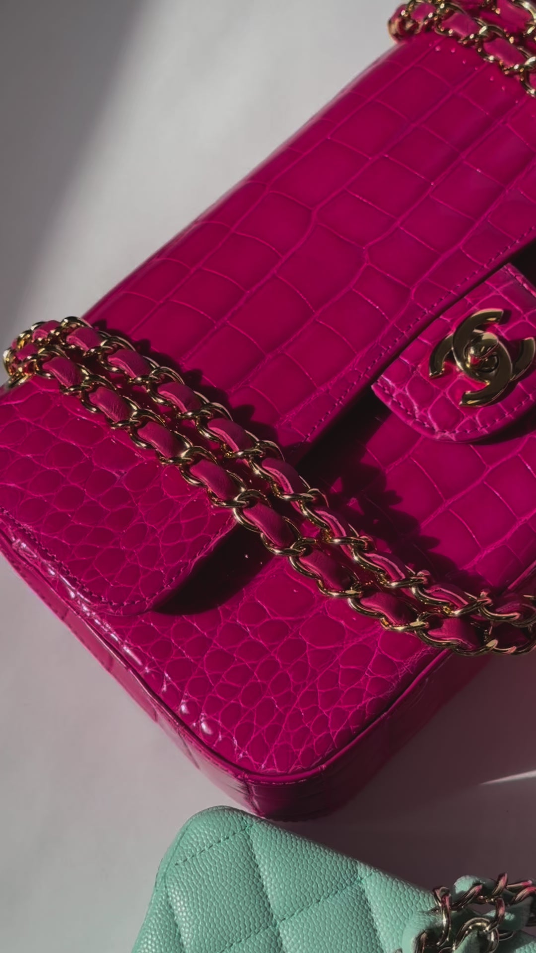 Chanel Fuchsia Alligator Medium Classic Flap Bag