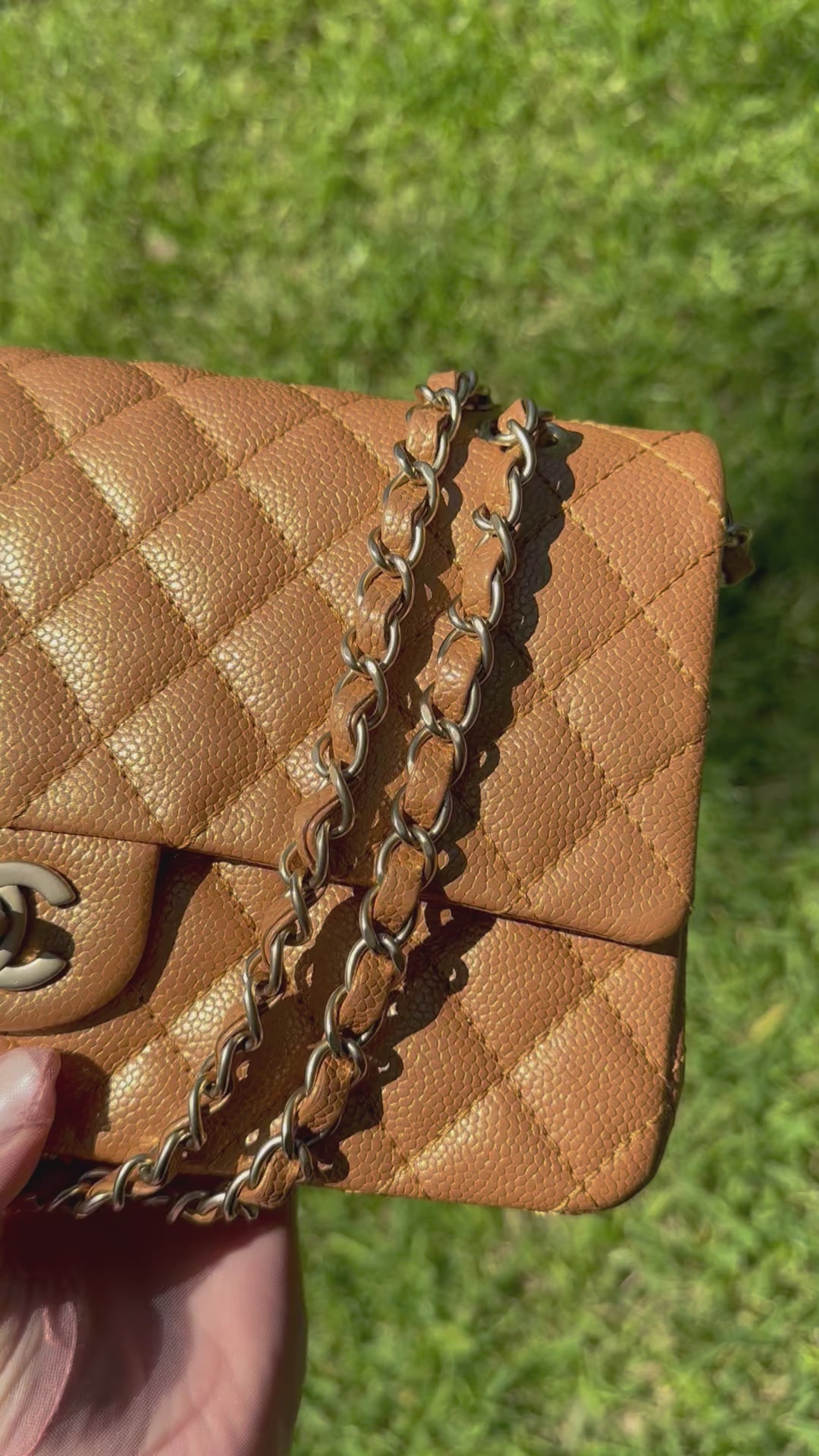 Chanel Copper Gold Metallic Medium Caviar Double Flap Bag