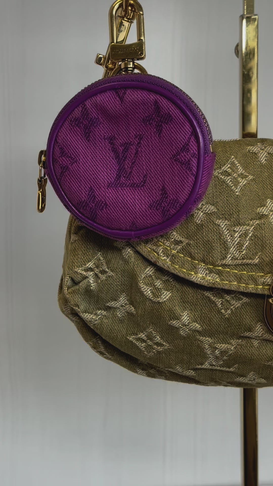 Louis Vuitton Green Monogram Denim Mini Pleaty + Coin Pouch