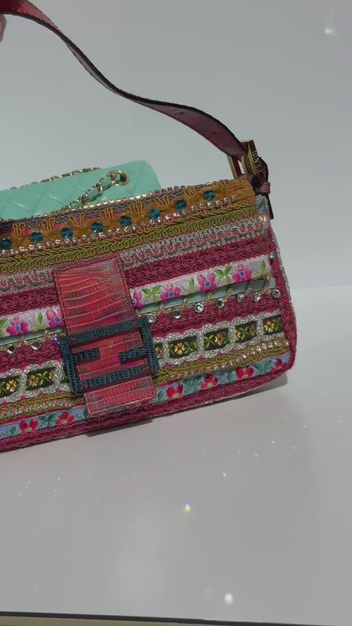 Fendi RARE Embellished Mixed Media Baguette