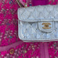 Chanel Silver Metallic Mini Braided Calfskin Flap Bag