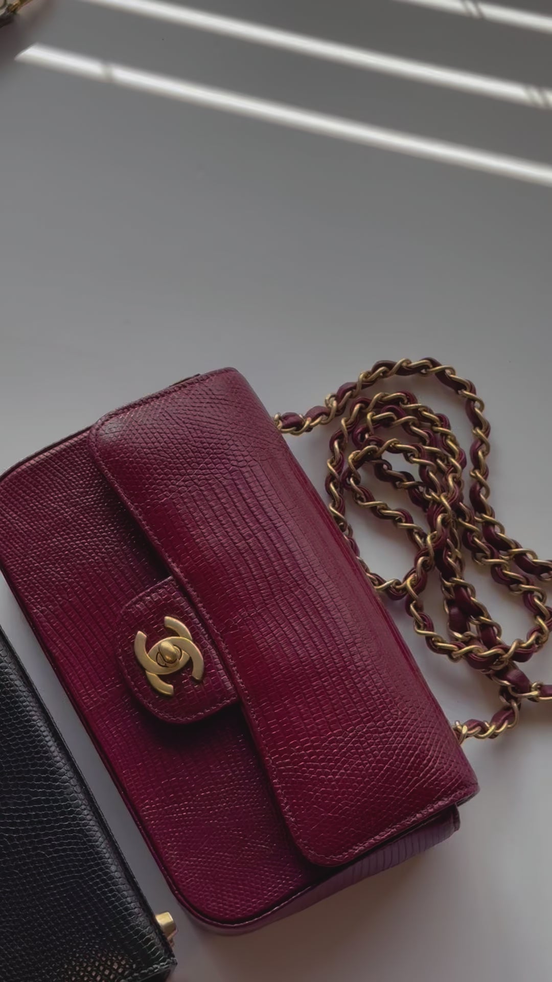 Chanel Burgundy Lizard Mini Rectangular Flap Bag