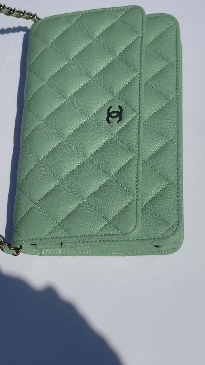 Chanel Light Green Caviar WOC