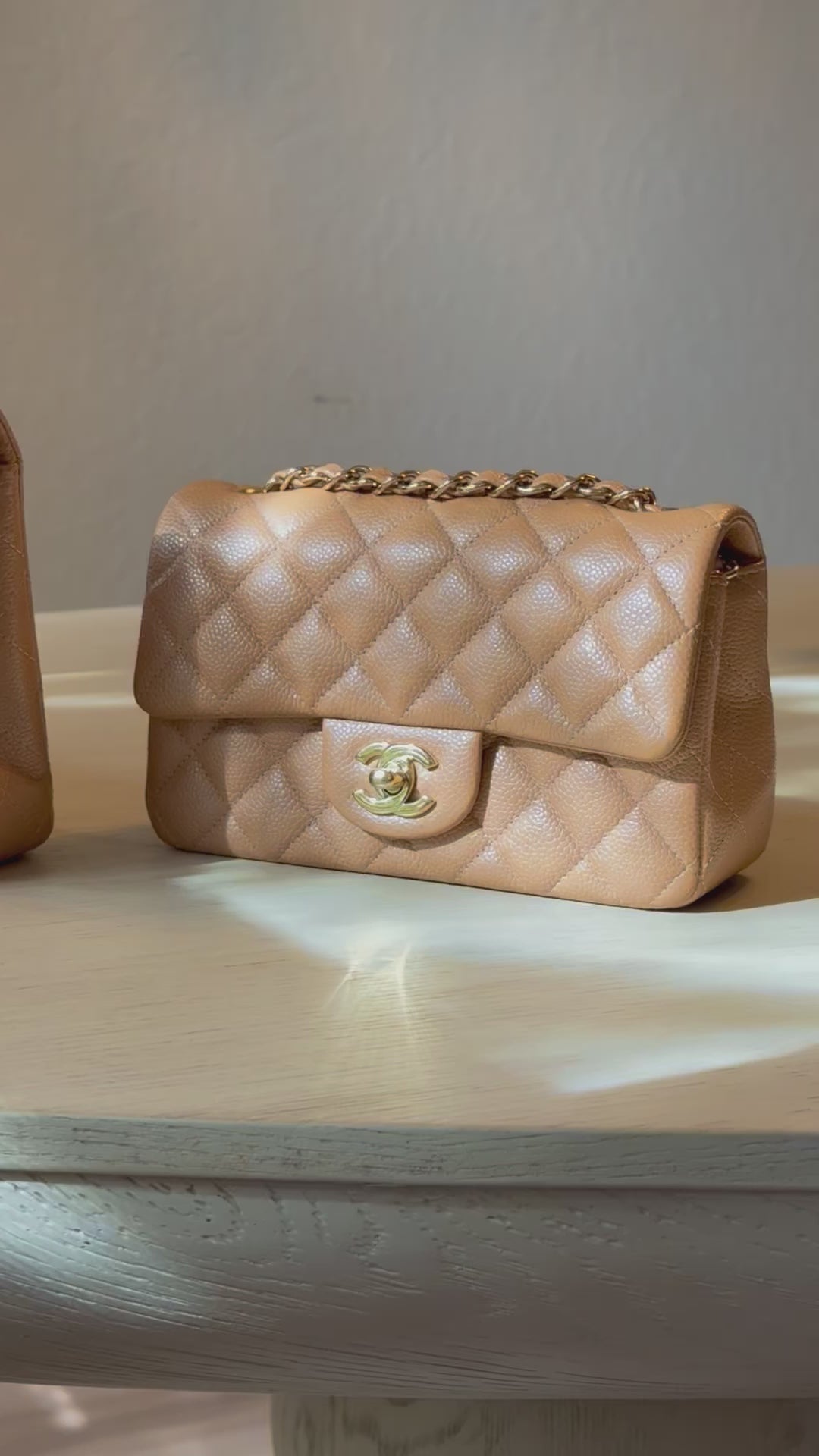 Chanel 18S Dark Beige Caviar Mini Flap Bag
