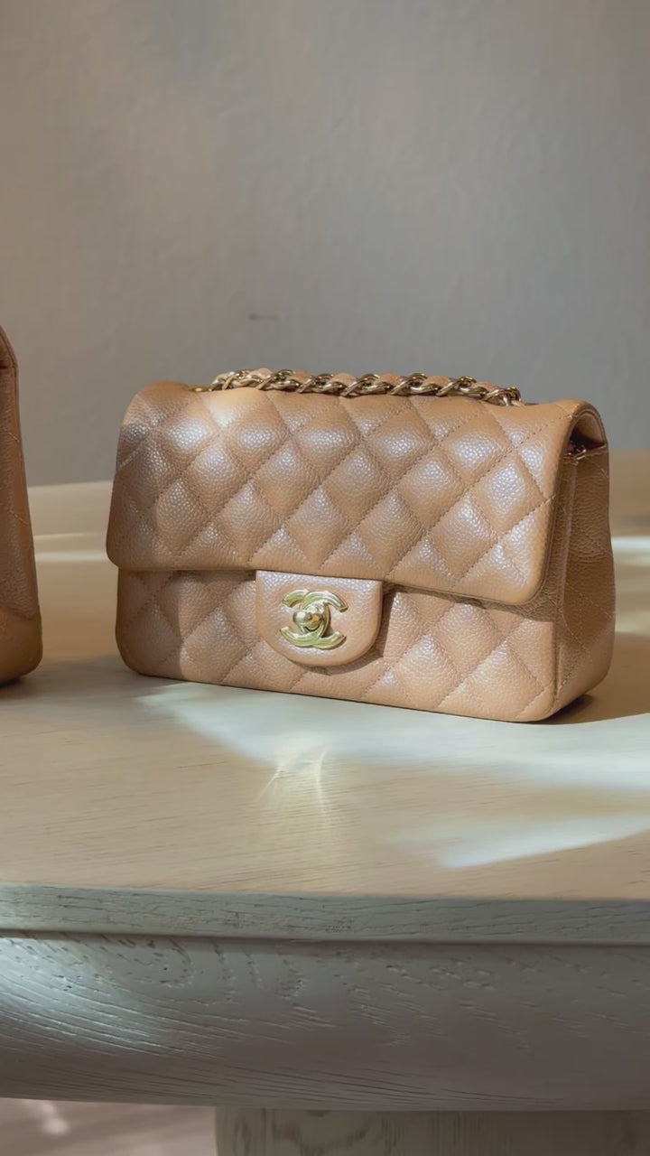 Chanel 18S Dark Beige Caviar Mini Flap Bag