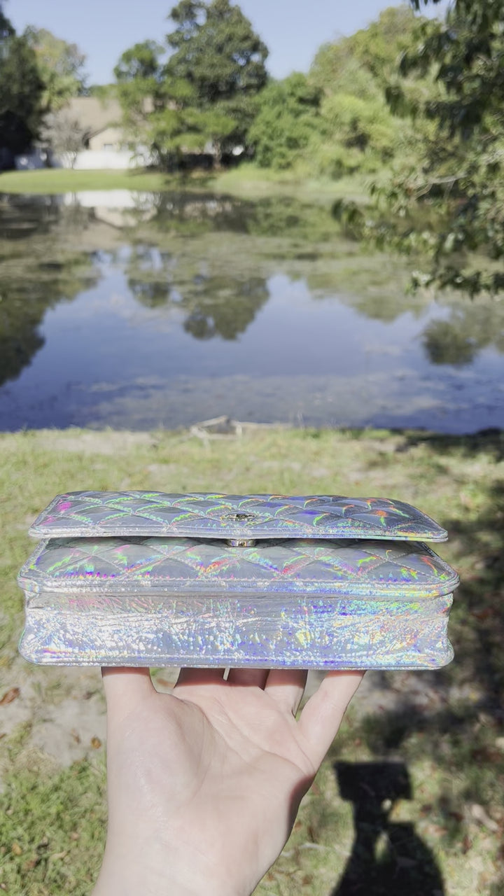 Chanel 21S Silver Hologram Iridescent WOC