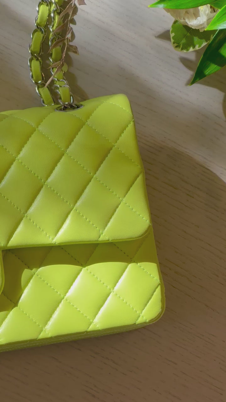 Chanel 21S Yellow Neon Lambskin Medium Flap Bag