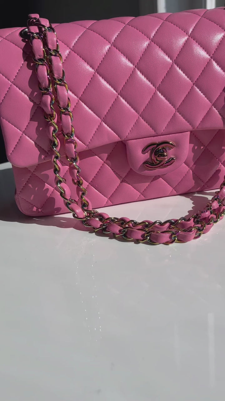 Chanel Pink Medium Lambskin Rainbow Double Flap Bag