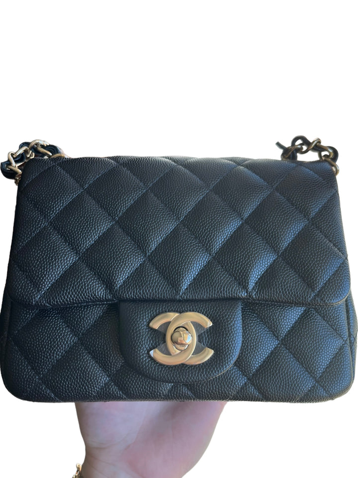 Chanel Black Mini Square Caviar Flap Bag