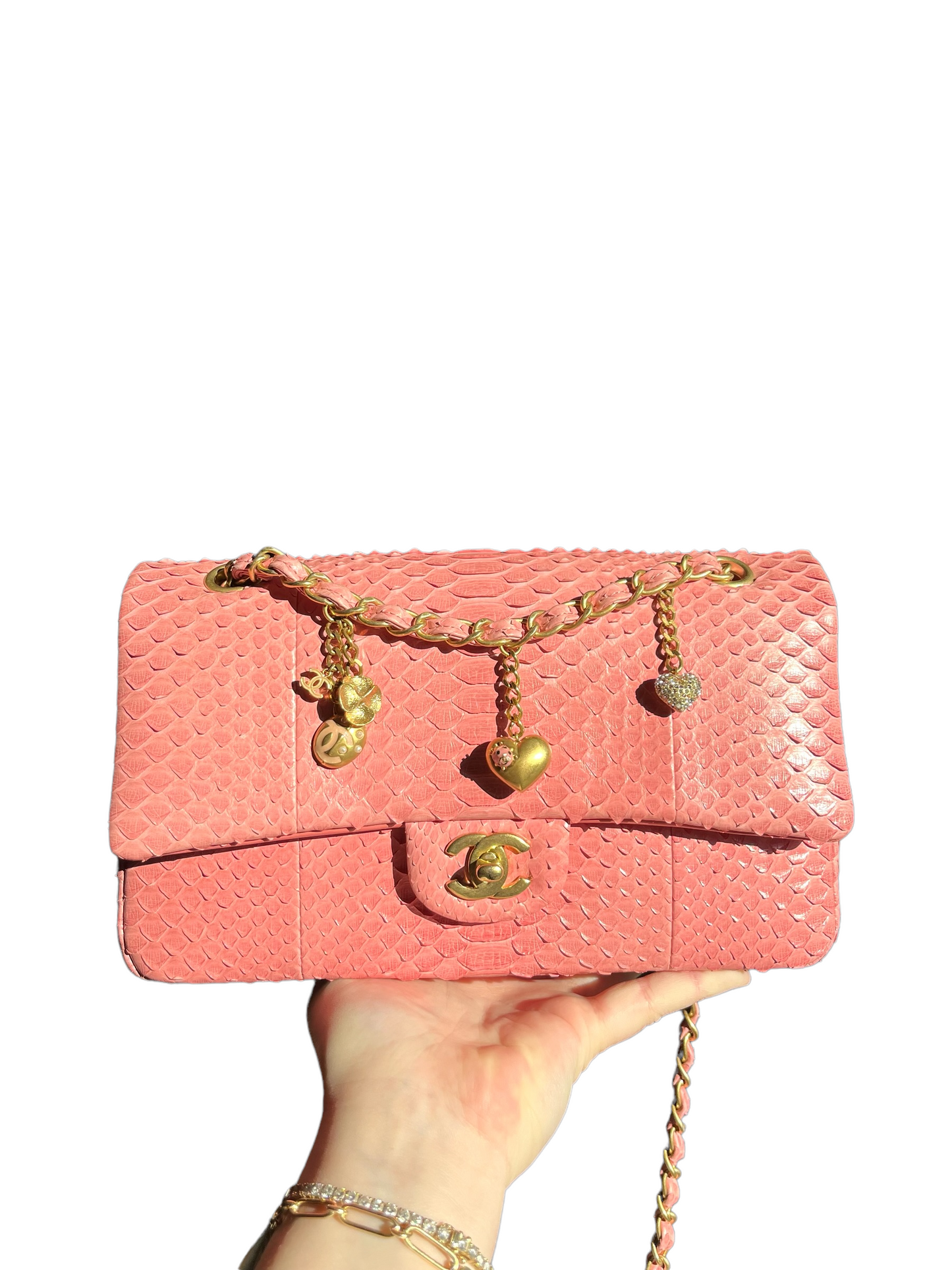 Chanel Pink Python Valentines Limited Edition Medium Flap Bag