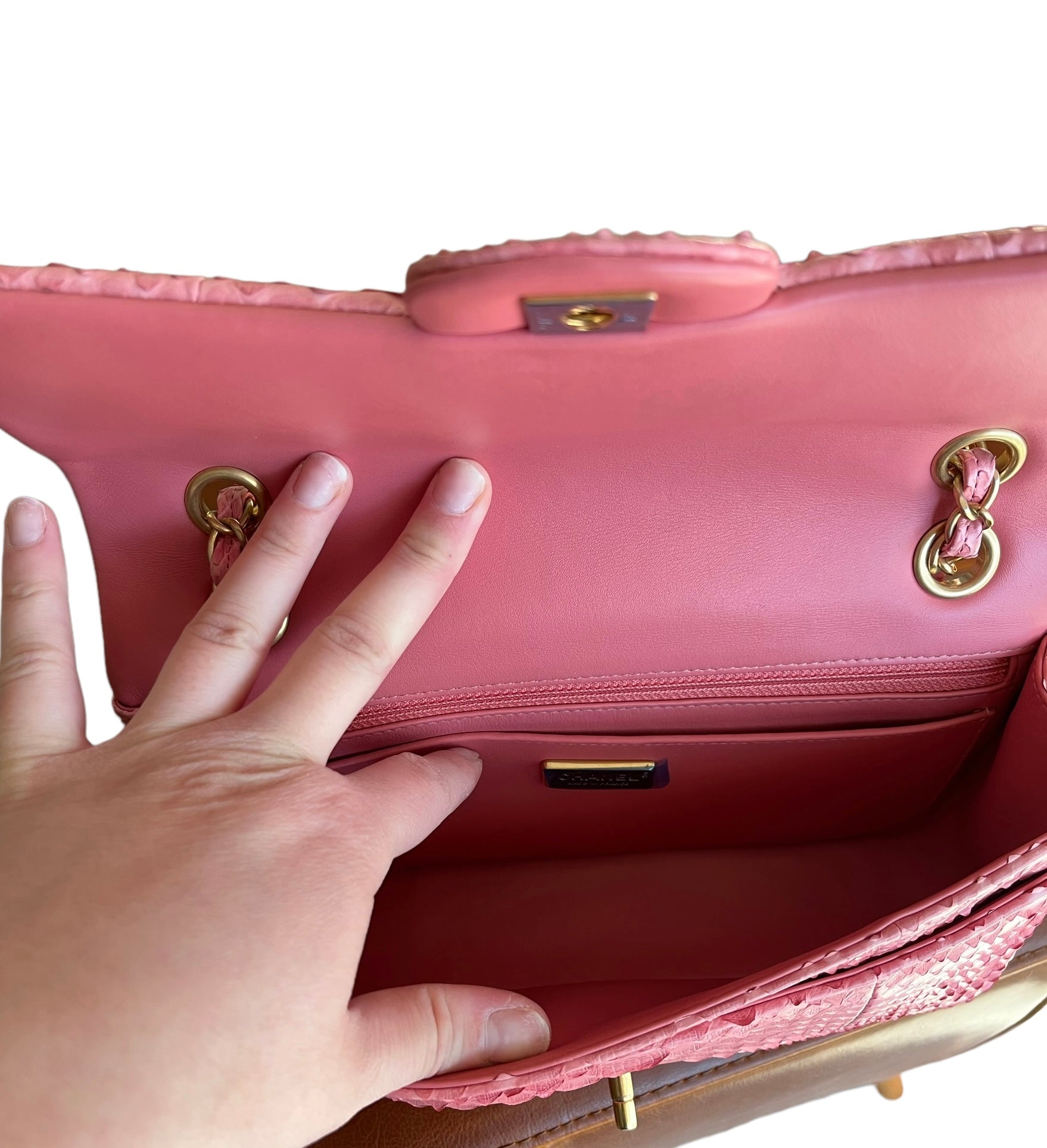 Chanel Pink Python Valentines Limited Edition Medium Flap Bag