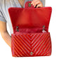 Chanel Red Maxi Chevron Patent Single Flap Bag
