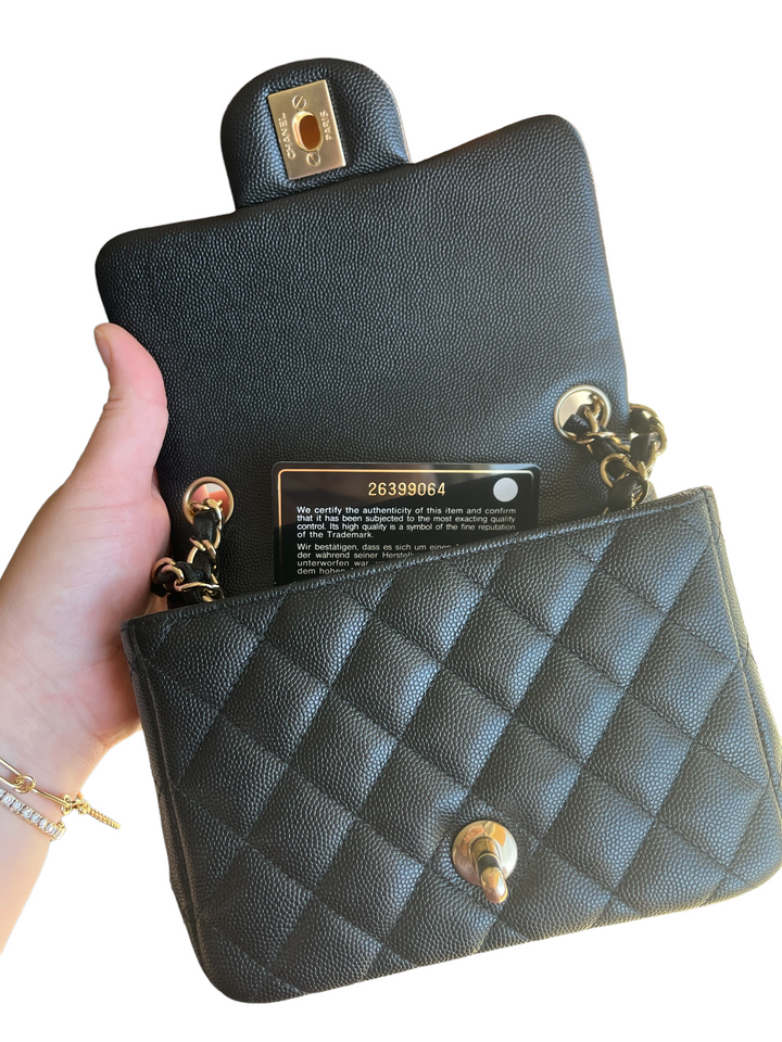 Chanel Black Mini Square Caviar Flap Bag