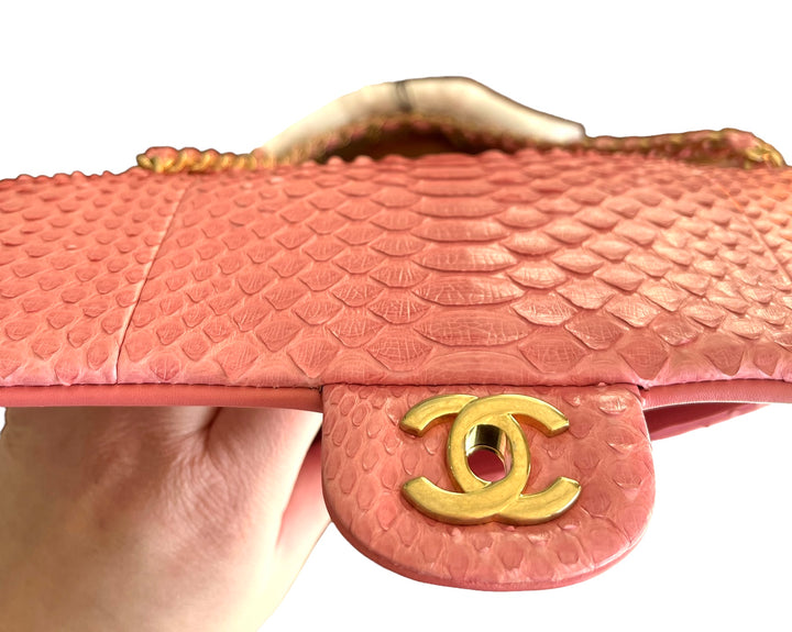 Chanel Pink Python Valentines Limited Edition Medium Flap Bag