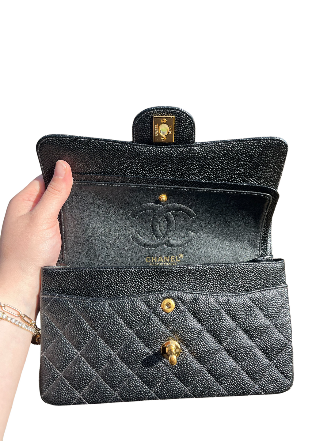 RARE VINTAGE Chanel Small Caviar Double Flap Bag