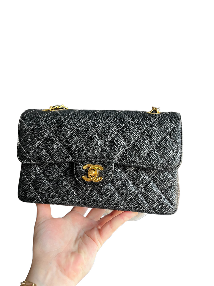 RARE VINTAGE Chanel Small Caviar Double Flap Bag