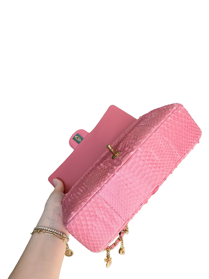 Chanel Pink Python Valentines Limited Edition Medium Flap Bag