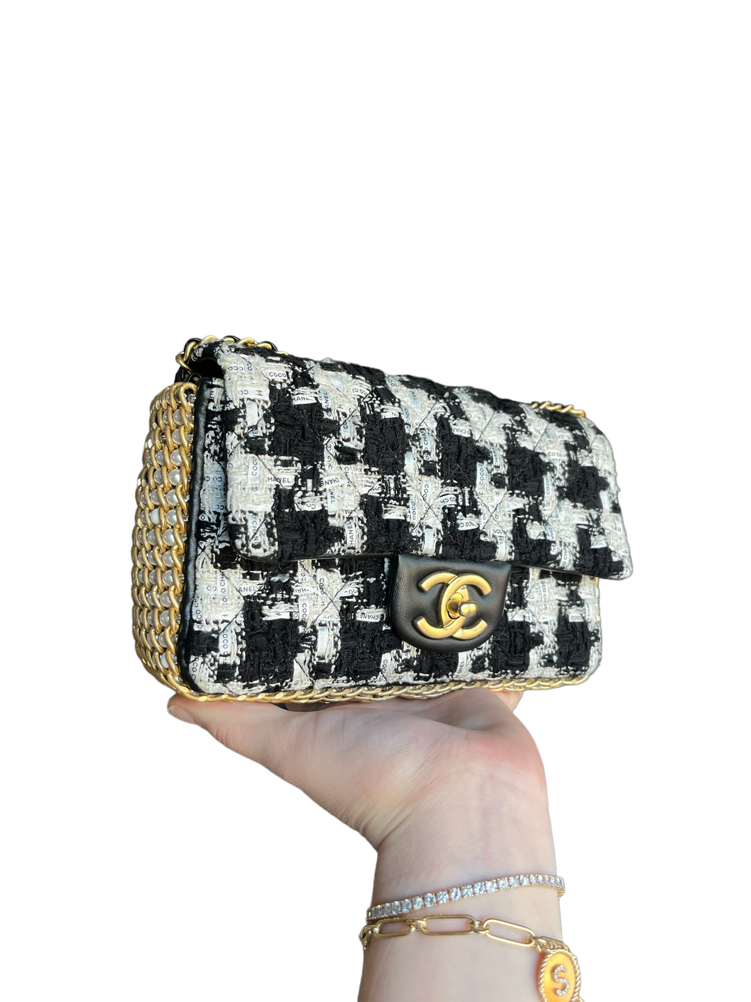 Chanel Pearl Ecru/Tweed Mini Rectangular Flap Bag