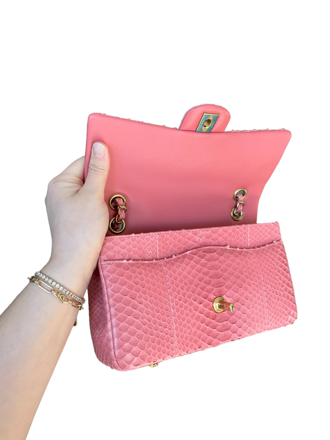 Chanel Pink Python Valentines Limited Edition Medium Flap Bag