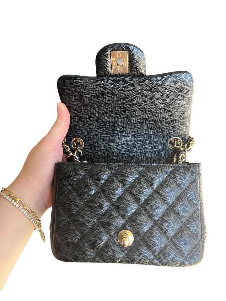Chanel Black Mini Square Caviar Flap Bag