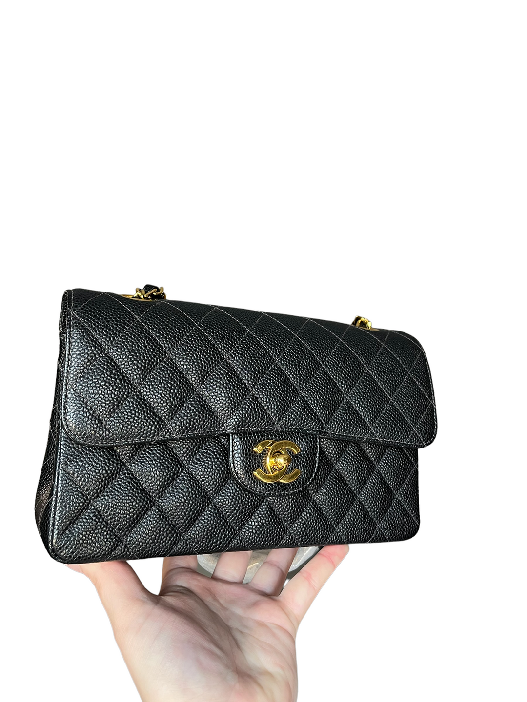 RARE VINTAGE Chanel Small Caviar Double Flap Bag
