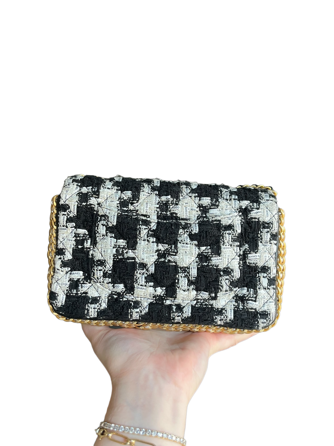 Chanel Pearl Ecru/Tweed Mini Rectangular Flap Bag
