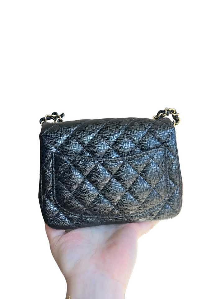 Chanel Black Mini Square Caviar Flap Bag