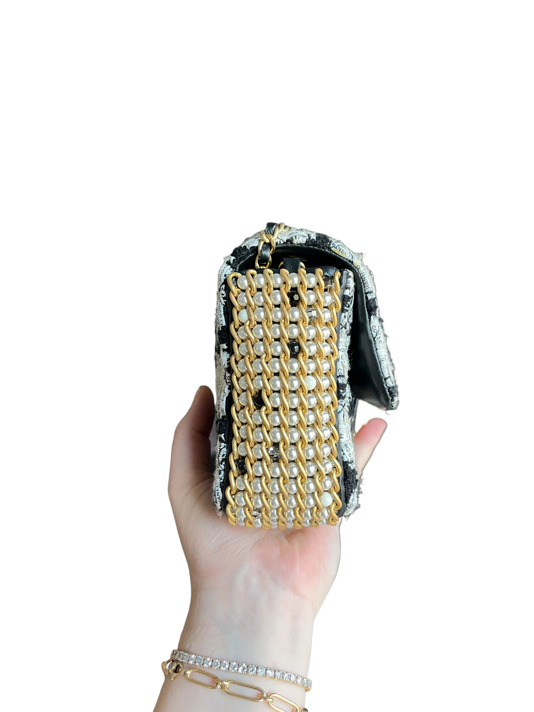 Chanel Pearl Ecru/Tweed Mini Rectangular Flap Bag